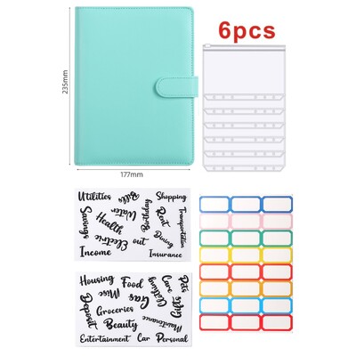 Dosar A5 din piele Pu Buget Cash Loose Leaf Cu Opt Accesorii Pentru Depozitarea Billelor Fondului Organizatorului