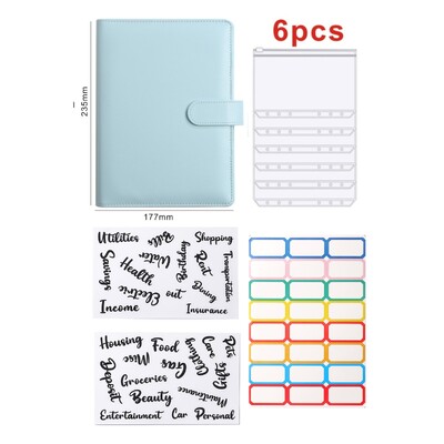 Dosar A5 din piele Pu Buget Cash Loose Leaf Cu Opt Accesorii Pentru Depozitarea Billelor Fondului Organizatorului