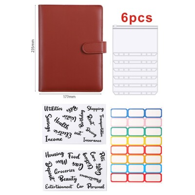 Dosar A5 din piele Pu Buget Cash Loose Leaf Cu Opt Accesorii Pentru Depozitarea Billelor Fondului Organizatorului