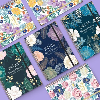 71 φύλλα 2024-2025 Floral Monthly Weekly Planner Agenda A5 Notebook Planner Ημερολόγιο Πρόγραμμα γραφικής ύλης Σχολικά προμήθειες γραφείου