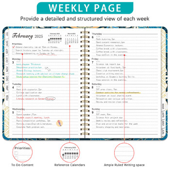 71 φύλλα 2024-2025 Floral Monthly Weekly Planner Agenda A5 Notebook Planner Ημερολόγιο Πρόγραμμα γραφικής ύλης Σχολικά προμήθειες γραφείου