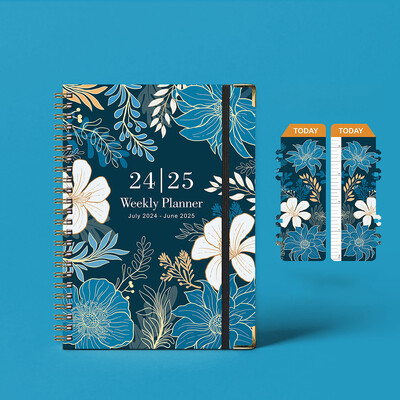 71 листа 2024-2025 г. Флорален месечен седмичен планер Дневен ред A5 Бележник Планер Календар Графици Канцеларски материали Училищни офис консумативи