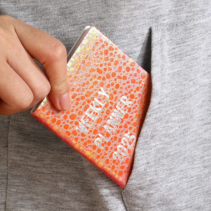 2025 A7 Agenda Book Laser Starlight värviline taskumärkmik 2025 Planner kalendriga igapäevane igakuine plaanija