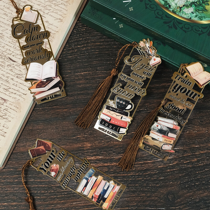 Retro knygos, kava Metalas Žymėlis Pakabukas Kūrybinis Pakabukas Kūrybinis Knygos Ženklas Mokiniams Prekės Kanceliarinės prekės Priedai kalėdinė dovana