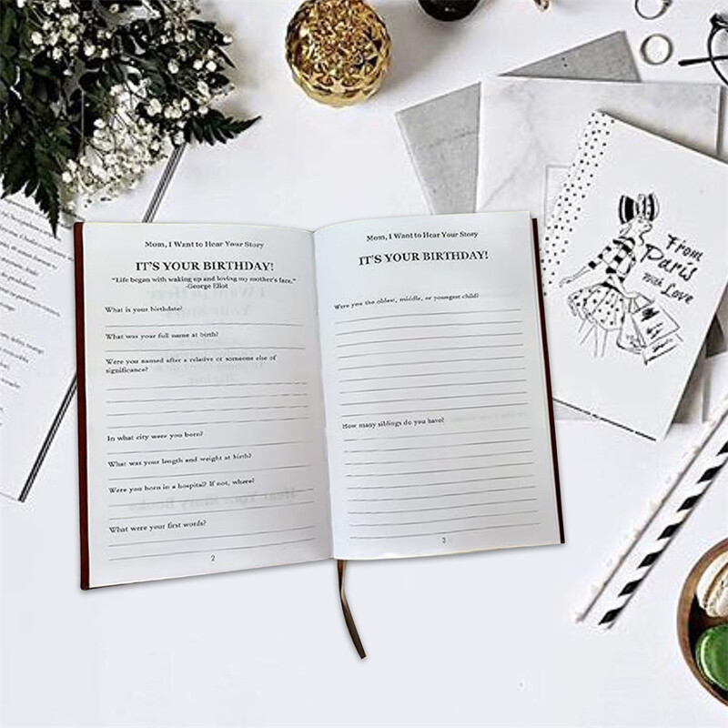 Мамо, искам да чуя твоята история, кожена лента с твърди корици, отметка, мамо, разкажи ми твоята житейска история, дневник, значим дневник за памет