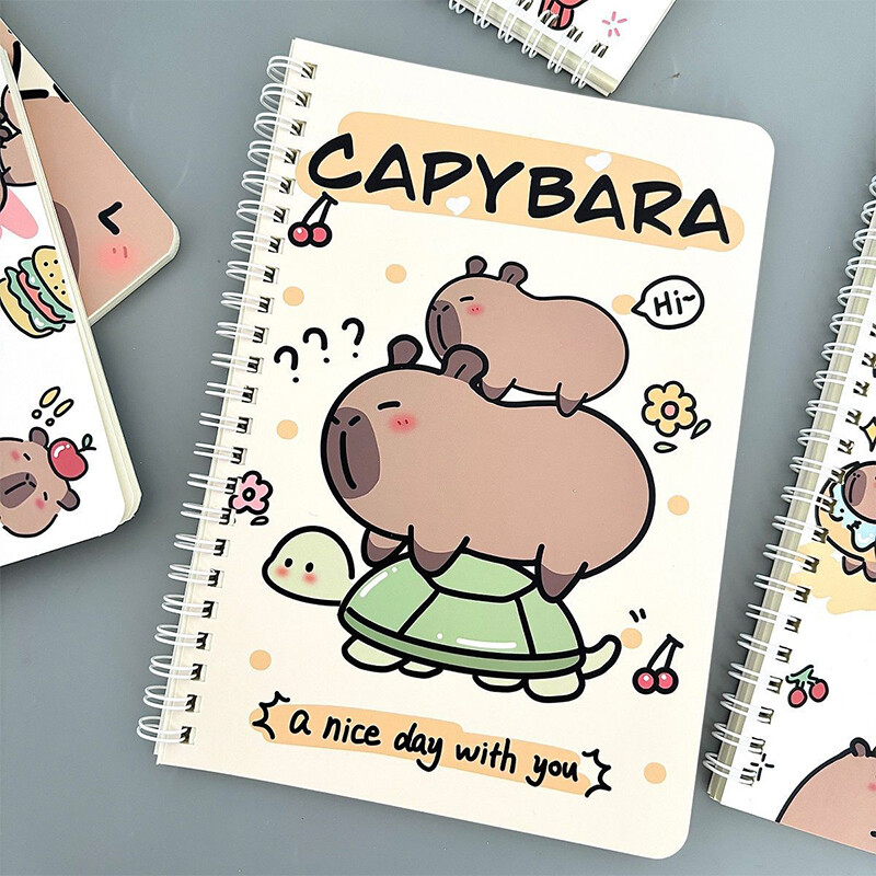 Karikatūra Kawaii Capybara A5 spoles piezīmju grāmatiņa vingrinājumu grāmatiņa Jauki piezīmju grāmatiņas dienasgrāmata Skolas kancelejas piederumi