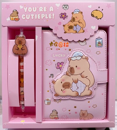 2024 Capybara Notebook Gel Pen Gift Box Set Cartoon Notepad Neutral Pen Student School Офис канцеларски принадлежности подарък за рожден ден