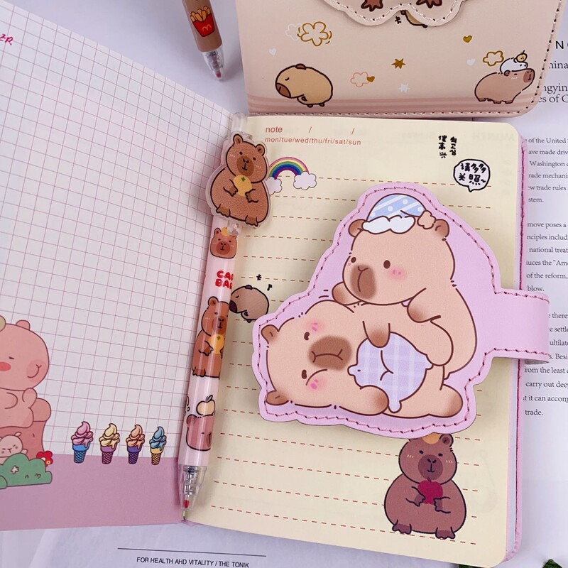 2024 Capybara Notebook Gel Pen Gift Box Set Cartoon Notepad Neutral Pen Student School Офис канцеларски принадлежности подарък за рожден ден