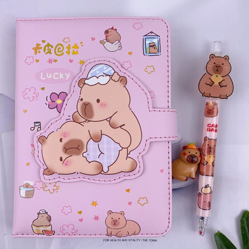 2024 Capybara Notebook Gel Pen Gift Box Set Cartoon Notepad Neutral Pen Student School Офис канцеларски принадлежности подарък за рожден ден