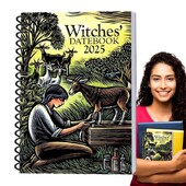 Дневник на вещиците 2025 г. Modern Witch's Grimoire Journal Красив седмичник и месечник за планиране на новости за семейни приятели