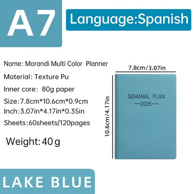 2025 A7 španjolska knjiga rasporeda Morandi bilježnica u boji Dnevni tjedni mjesečni planer Bilježnica Popis obaveza Bilježnica s kalendarom