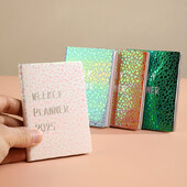 2025. aasta mini-inglise kalender, loominguline värviline laserkivimustriga sülearvuti, kaasaskantav taskumärkmik A7