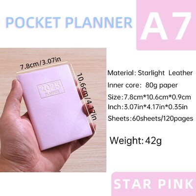 Nou 2025 A7 Agenda Book Mini Laser Daily Planner Caiet de buzunar Lista de activități Blocnotes în engleză cu calendar Rechizite de birou școlare