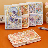 (12 žvaigždynų serija) Gražios užrašų knygelės spalvoto puslapio iliustracija Minkšta oda su magnetine sagtimi studento dienoraštis kietu viršeliu