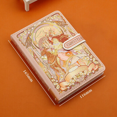 (12 žvaigždynų serija) Gražios užrašų knygelės spalvoto puslapio iliustracija Minkšta oda su magnetine sagtimi studento dienoraštis kietu viršeliu