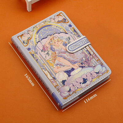 (12 žvaigždynų serija) Gražios užrašų knygelės spalvoto puslapio iliustracija Minkšta oda su magnetine sagtimi studento dienoraštis kietu viršeliu