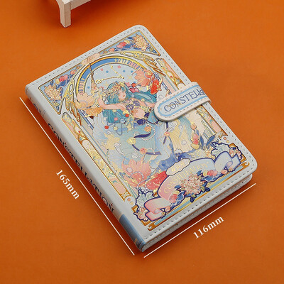 (12 žvaigždynų serija) Gražios užrašų knygelės spalvoto puslapio iliustracija Minkšta oda su magnetine sagtimi studento dienoraštis kietu viršeliu