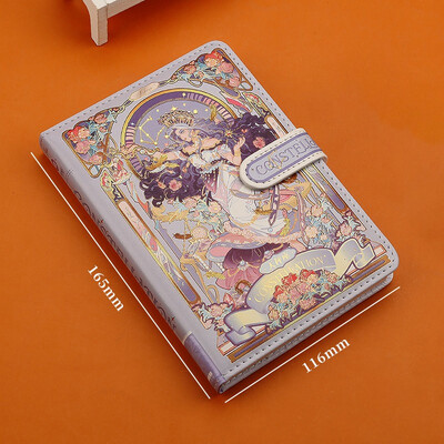 (12 žvaigždynų serija) Gražios užrašų knygelės spalvoto puslapio iliustracija Minkšta oda su magnetine sagtimi studento dienoraštis kietu viršeliu