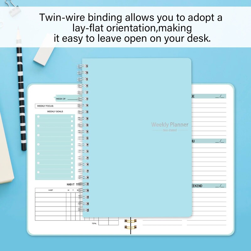 Agendă de planificare a caietului săptămânal A5 cu spirală nedatată, rechizite școlare de birou, înregistrarea planului zilnic de realizat