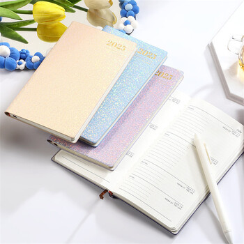 Agenda 2025 A6 Laser Diary Notebook Portable Weekly Planner 365 Daily Notepad Caderno Leather School Calendar Libreta De Apuntes