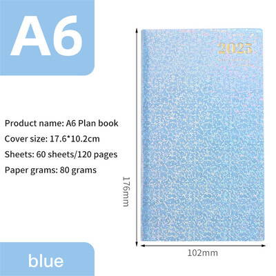 Agenda 2025 A6 Laser Agendă Caiet Planificator săptămânal portabil 365 Notepad zilnic Caderno din piele Calendar școlar Libreta De Apuntes