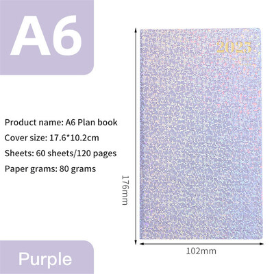 Agenda 2025 A6 Laser Agendă Caiet Planificator săptămânal portabil 365 Notepad zilnic Caderno din piele Calendar școlar Libreta De Apuntes