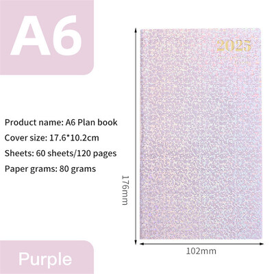 Agenda 2025 A6 Laser Agendă Caiet Planificator săptămânal portabil 365 Notepad zilnic Caderno din piele Calendar școlar Libreta De Apuntes