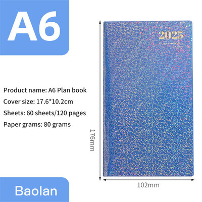 Agenda 2025 A6 Laser Agendă Caiet Planificator săptămânal portabil 365 Notepad zilnic Caderno din piele Calendar școlar Libreta De Apuntes