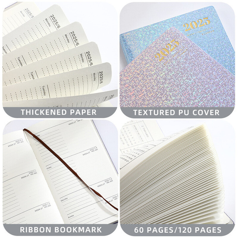 Agenda 2025 A6 Laser Agendă Caiet Planificator săptămânal portabil 365 Notepad zilnic Caderno din piele Calendar școlar Libreta De Apuntes