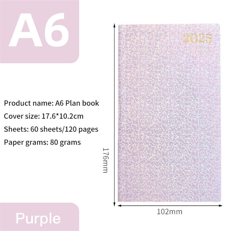 Agenda 2025 A6 Laser Agendă Caiet Planificator săptămânal portabil 365 Notepad zilnic Caderno din piele Calendar școlar Libreta De Apuntes