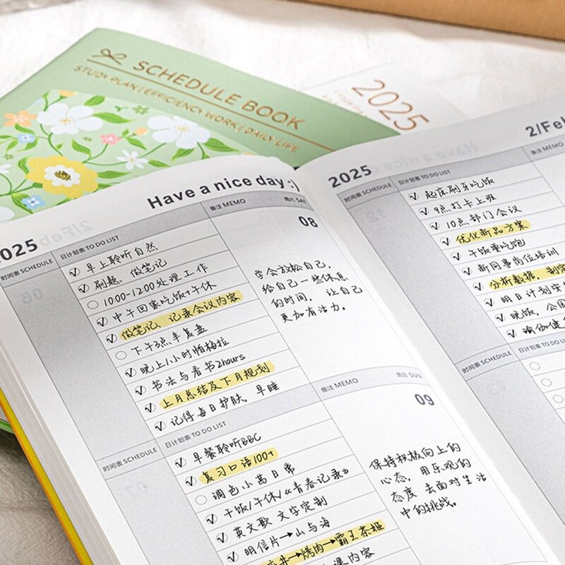 A5 2025 Schedule Planner Notebook 12 Months INS Дневник Блокчета за писане Водене на бележки Дневник Бележник График Журнал Офис консумативи