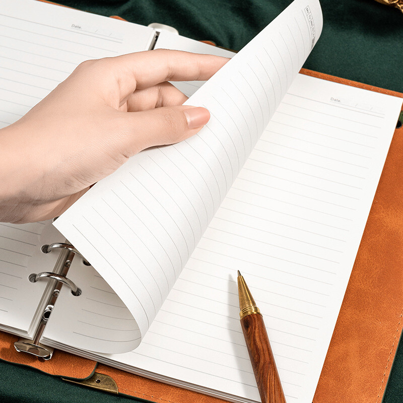 Удебелен тефтер A5, кожен свободен лист, работен бележник, дневник на ученик, със 120 вътрешни страници