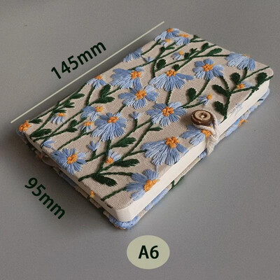 A5 A6 Caiet de broderie din țesătură Bloc de notițe din pânză Ghid de înregistrare a muncii pentru studenți 96 de coli/192 de pagini cu semn de carte și buton