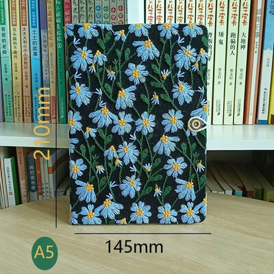 A5 A6 Caiet de broderie din țesătură Bloc de notițe din pânză Ghid de înregistrare a muncii pentru studenți 96 de coli/192 de pagini cu semn de carte și buton