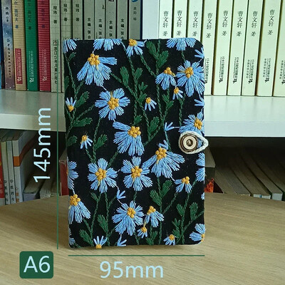 A5 A6 Caiet de broderie din țesătură Bloc de notițe din pânză Ghid de înregistrare a muncii pentru studenți 96 de coli/192 de pagini cu semn de carte și buton