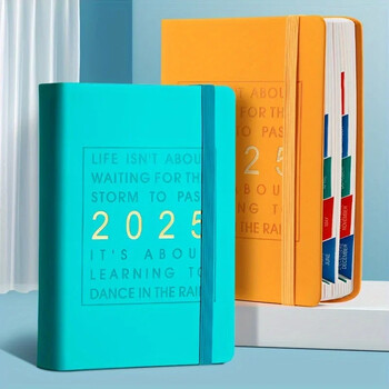 2025 Hardcover Planner - Εβδομαδιαία & Μηνιαία Ατζέντα 12 μηνών (Ιανουάριος-Δεκέμβριος) με αυτοκόλλητα, χαρτί 100gsm, Organizer ημερήσιου προγραμματισμού