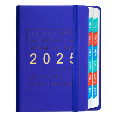 Плановик с твърди корици за 2025 г. - Седмичен и месечен дневен ред за 12 месеца (януари-декември) със стикери, хартия 100 g/m², органайзер за дневно планиране