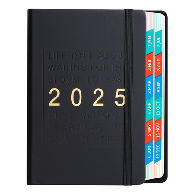 Плановик с твърди корици за 2025 г. - Седмичен и месечен дневен ред за 12 месеца (януари-декември) със стикери, хартия 100 g/m², органайзер за дневно планиране