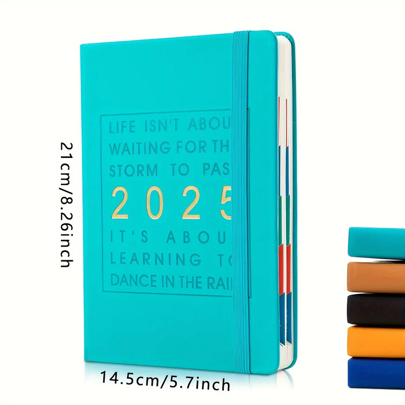 Плановик с твърди корици за 2025 г. - Седмичен и месечен дневен ред за 12 месеца (януари-декември) със стикери, хартия 100 g/m², органайзер за дневно планиране