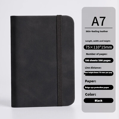 Mini Book A7 Малък бележник Портативен портативен бележник Small Pocket Skin Feeling Leather Waterproof Notes ученически пособия