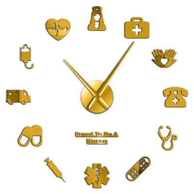 Proud To Be A Infirmieră Doctor & Asistentă Kit DIY 3D Ceas de perete mare silențios Birou medical Spital Decor Artă de perete Ceas cu mâini lungi