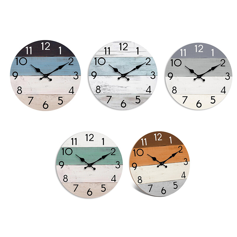 1 tk ümmargune seinakell Rustic Country Köökkell Vintage vaikne dekoratiivne seinakell kodukontori kaunistamiseks