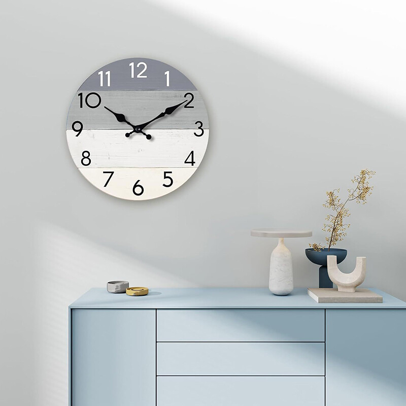 1 tk ümmargune seinakell Rustic Country Köökkell Vintage vaikne dekoratiivne seinakell kodukontori kaunistamiseks