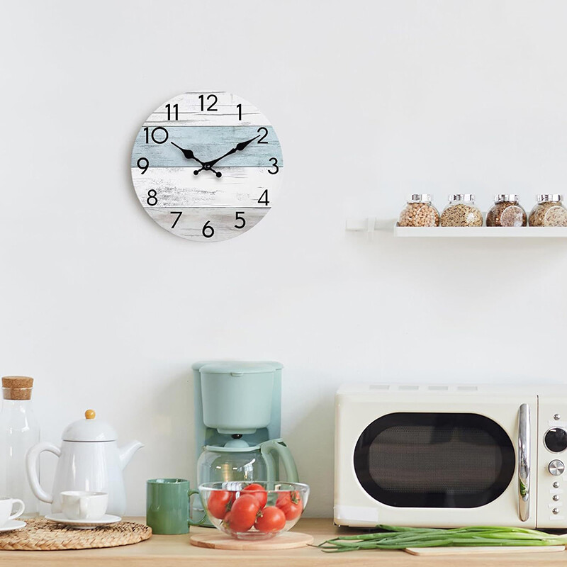 1 tk ümmargune seinakell Rustic Country Köökkell Vintage vaikne dekoratiivne seinakell kodukontori kaunistamiseks