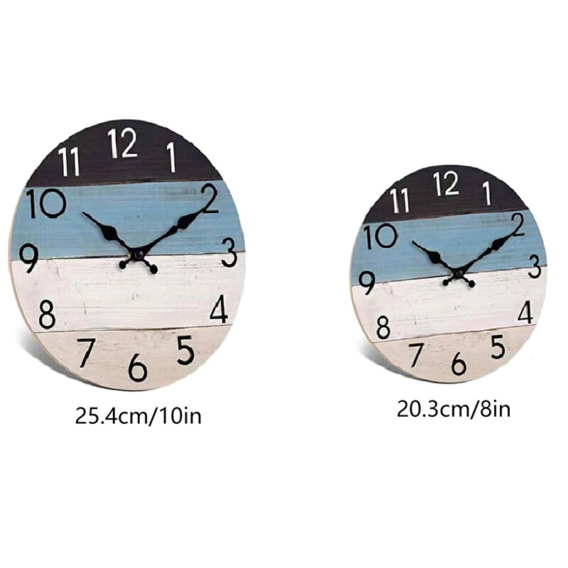 1 tk ümmargune seinakell Rustic Country Köökkell Vintage vaikne dekoratiivne seinakell kodukontori kaunistamiseks