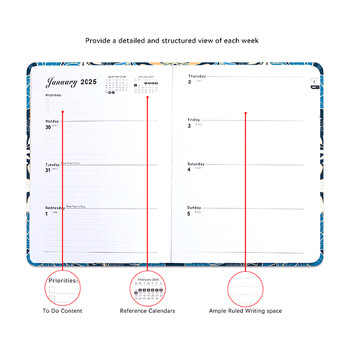 Σημειωματάριο φορητού προγραμματιστή 2025 Ανθεκτικό καθημερινό εβδομαδιαίο πρόγραμμα Σημειωματάριο Συμπαγές ημερολόγιο Σημειωματάριο σχολικού γραφείου Ατζέντα