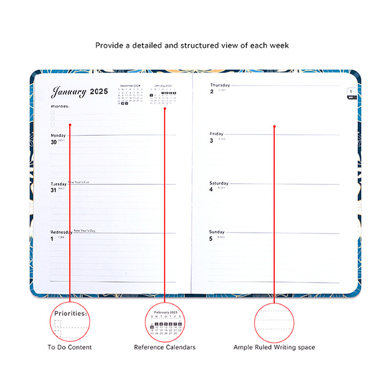 Caiet de planificare portabil 2025 Caiet durabil de planificare zilnică, săptămânală, calendar compact, blocnotes, agendă de la biroul școlii