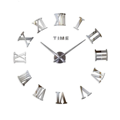 3D Големи римски цифри Огледална повърхност Акрилен стикер за стена Стенен часовник Домашен офис Направи си сам Nordic Style Art Decoration Home Decor