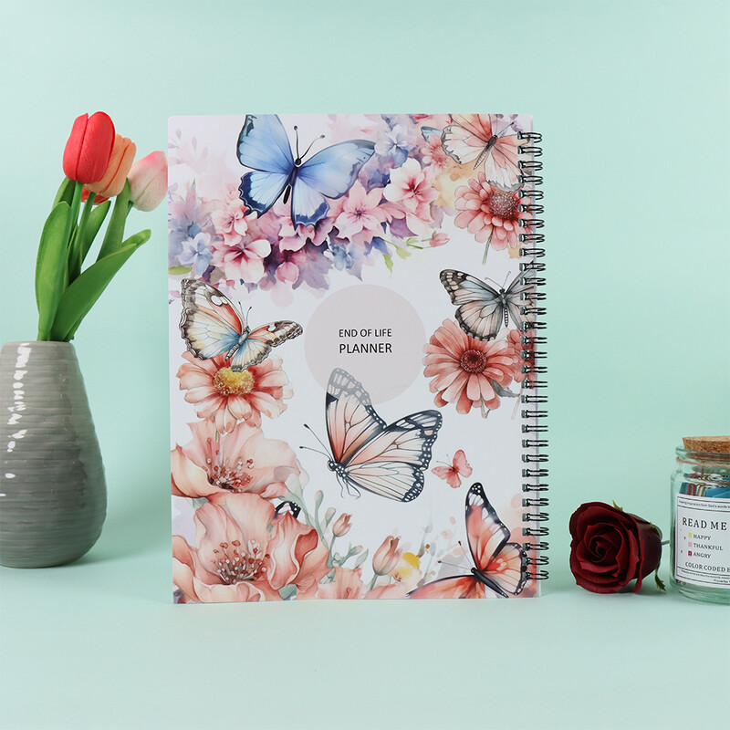 Un planificator de design vintage Planificator de sfârșit de viață - un ghid pentru organizarea proprietății, asigurărilor și documentelor importante, scris în engleză