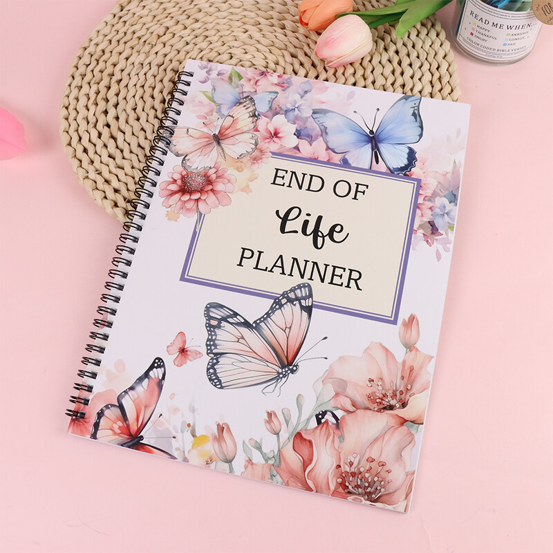 Un planificator de design vintage Planificator de sfârșit de viață - un ghid pentru organizarea proprietății, asigurărilor și documentelor importante, scris în engleză